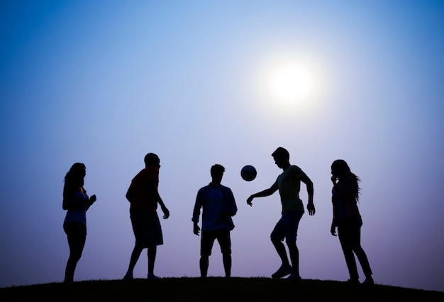 Photo sunset soccer