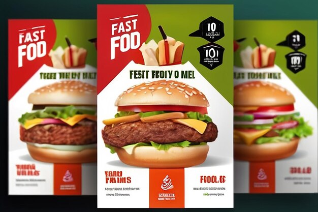 Super délicieux fast food modèle de message sur les médias sociaux Bannière de nourriture saine et savoureuse