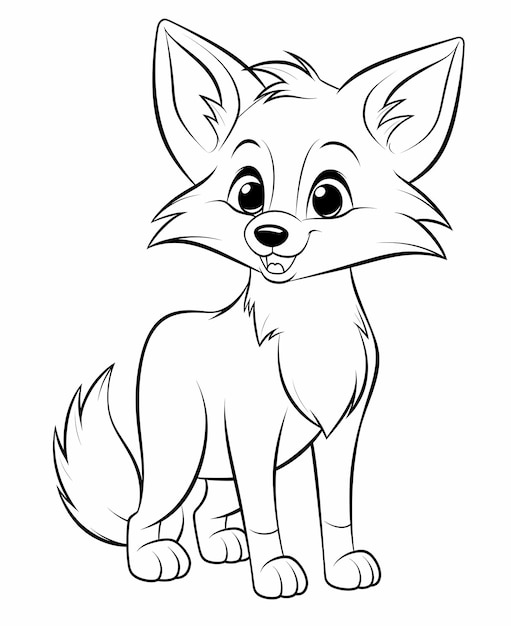 Photo super easy fox fun cartoon page de coloriage avec des lignes épaisses pour les enfants