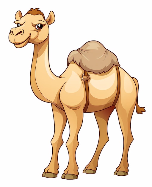 Super facile page de coloriage de chameau style dessin animé avec des lignes épaisses pour les enfants