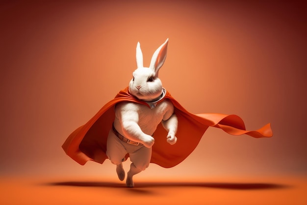 Super lapin en tant que super-héros avec fond de cape Créé Generative Ai