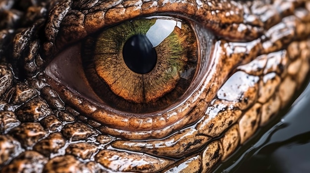 Super macro d'oeil d'alligator