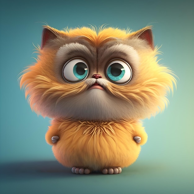 Super mignon petit chat rendu dans le style de dessin animé pixar générative ai