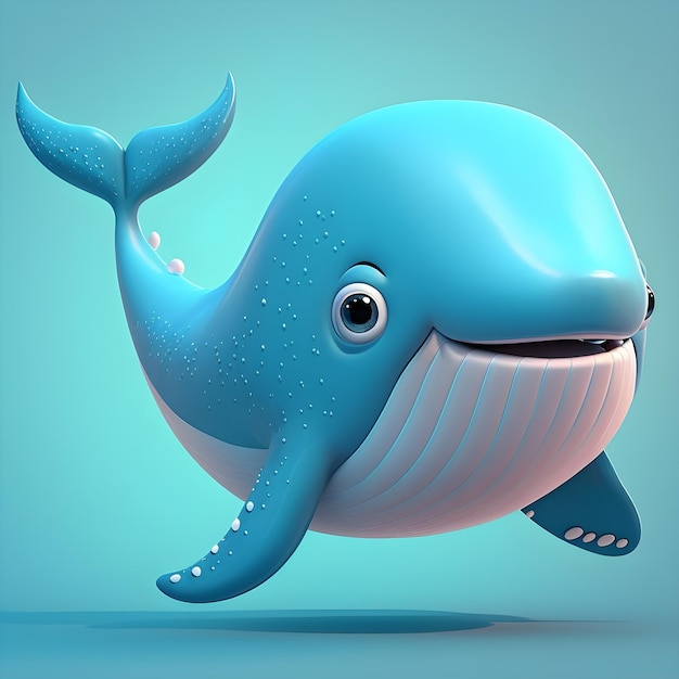 Super mignonne petite baleine rendue dans le style de pixar cartoon générative ai
