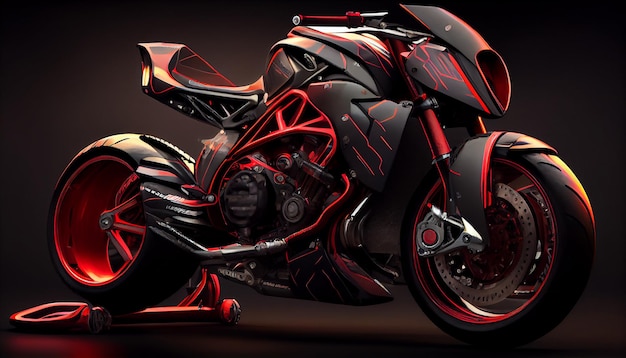 Photo super moto bike rouge noir image générée par ai colorée