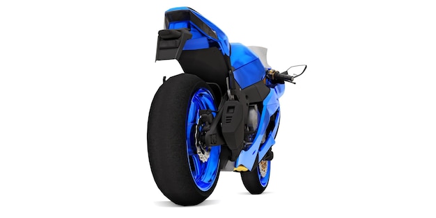 Super moto de sport bleu 3d sur fond isolé blanc. illustration 3D.