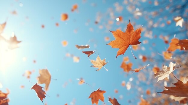 Super mouvement lent de la chute des feuilles d'érable d'automne
