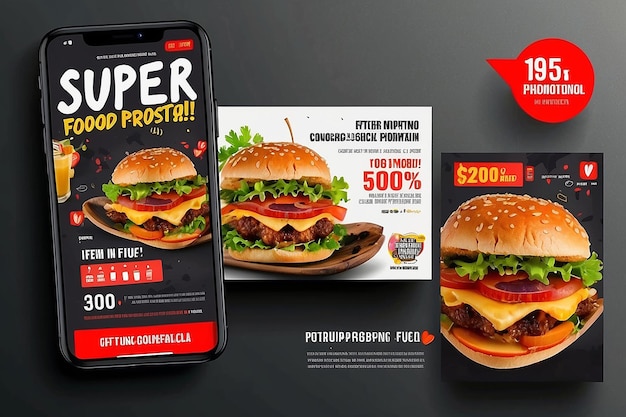 Photo super offre de nourriture promotino modèle de message sur les réseaux sociaux