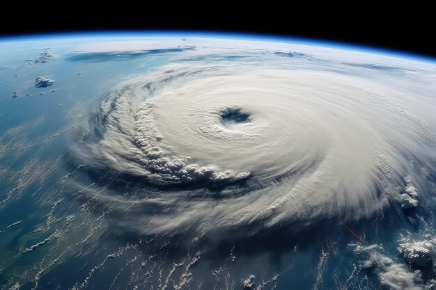 Super typhon sur la vue sur l'océan depuis l'espace extra-atmosphérique AI