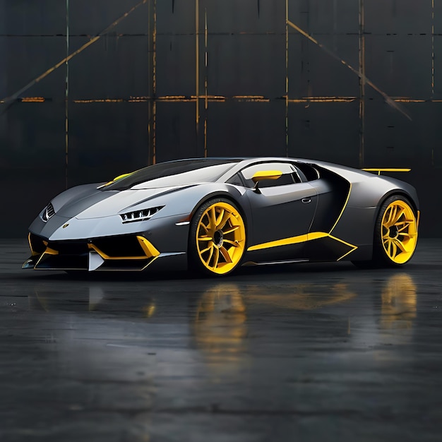 une super voiture conceptuelle moderne Lamborghini mélangée à une Bugatti gnearée par l'IA