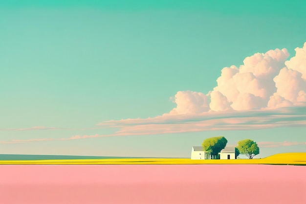 Superbe arbre minimalisme sur paysage d'hiver de couleur pastel Créé avec la technologie Generative AI