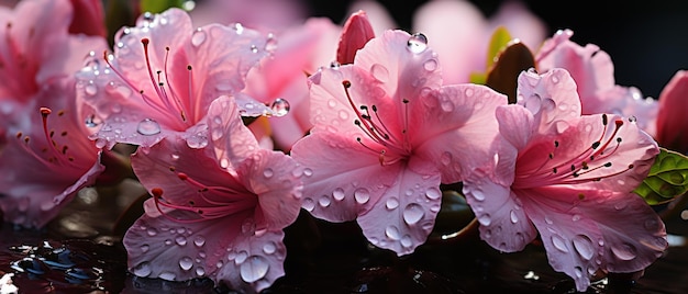 Un superbe arrangement de fleurs d'azalées roses