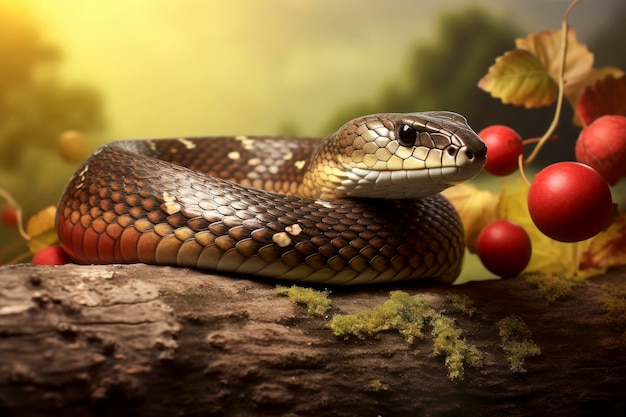 Superbe capture d'un serpent naviguant gracieusement dans son environnement naturel