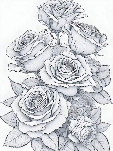 Superbe coloriage de fleurs roses