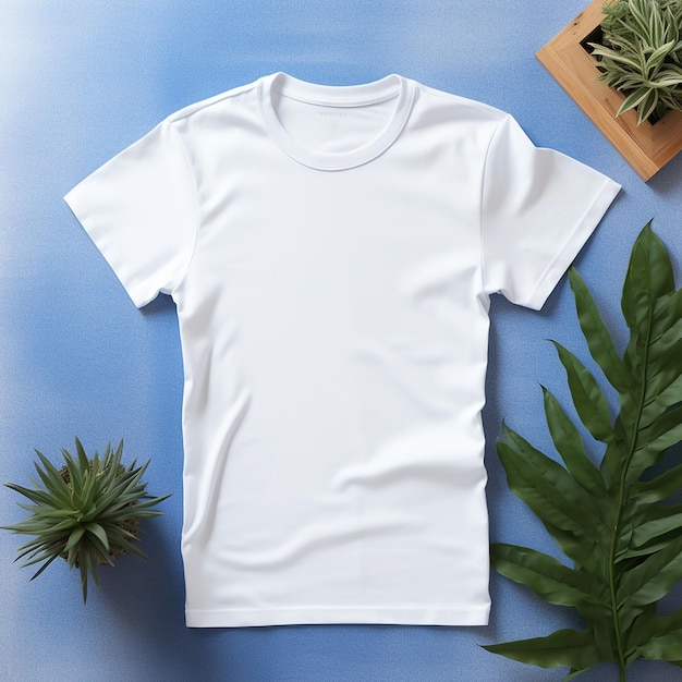 Superbe conception de maquette de t-shirt vierge sur le devant de couleur blanche