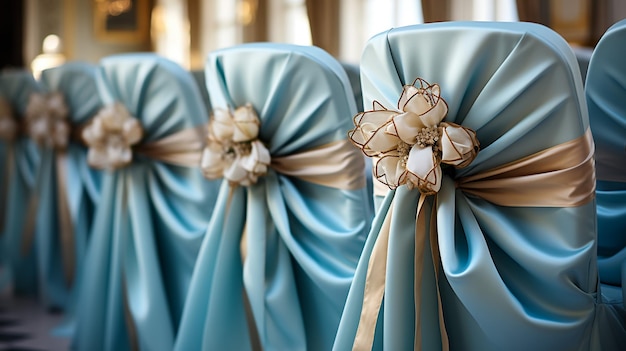 Superbe décoration de table de mariage avec des fleurs sur des tables en bois