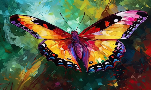 Superbe fée avec des ailes de papillon surdimensionnées et une couronne florale Création à l'aide d'outils d'IA génératifs