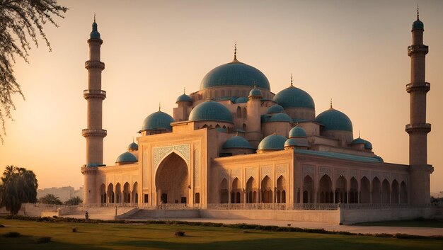 Un superbe fond d'écran de paysage de mosquée