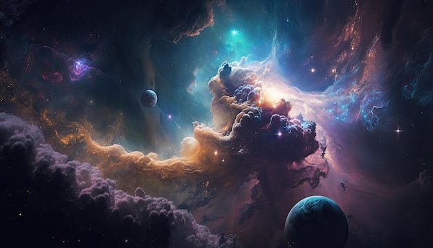 Superbe fond d'écran réaliste d'une nébuleuse espace profond astrophotographie étoilée univers cosmus espace fond ai génératif