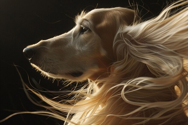 Un superbe gros plan d'un majestueux chien afghan son ai génératif