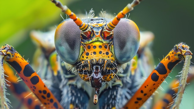 Photo un superbe gros plan de la tête d'une guêpe montrant ses antennes et ses mandibules