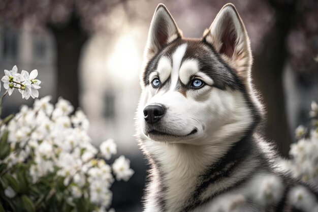 Superbe husky sibérien au parc