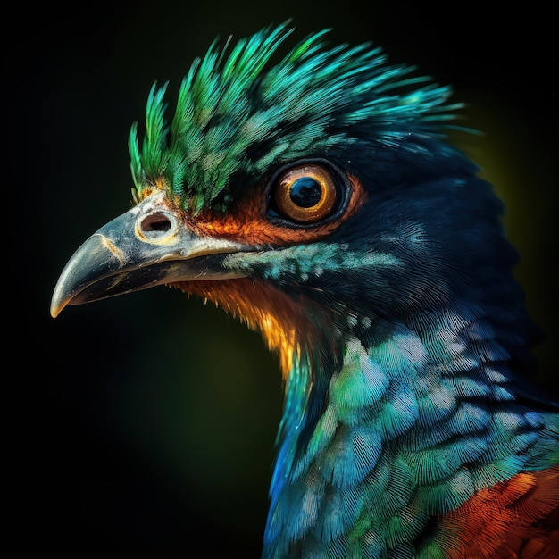 Superbe illustration de portrait d'oiseau coloré réalisée avec l'IA générative