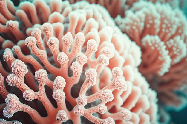 Une superbe macro photographie de la texture complexe du corail générée par l'IA