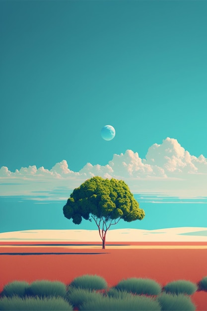 Superbe minimalisme paysage été Generative Ai