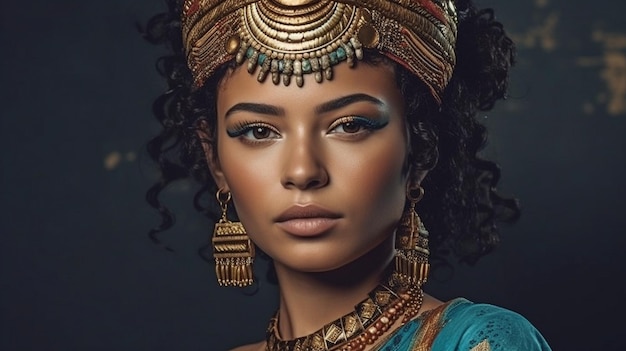 Superbe modèle féminin d'IA générative qui ressemble au monarque égyptien