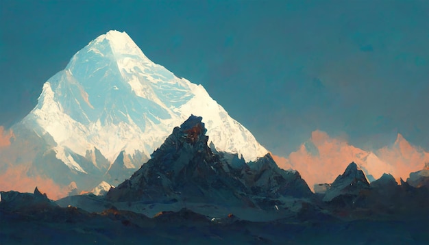 Superbe monture k2 avec une peinture de rêve sur le ciel nuageux