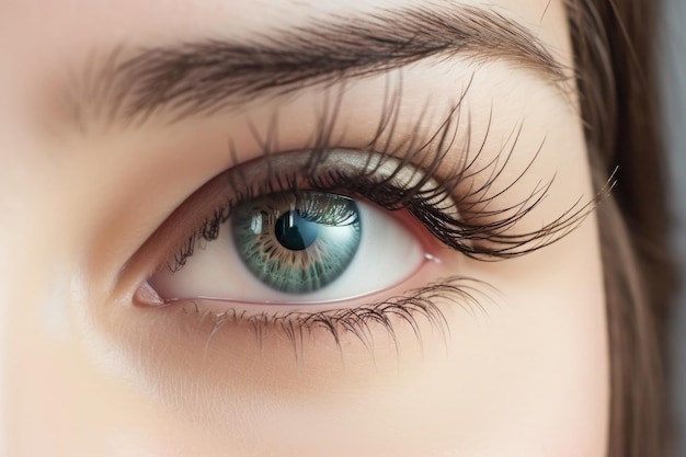 Superbe œil féminin en macro avec un maquillage naturel chic et détaillé Generative AI