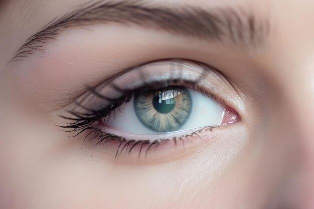 Superbe œil féminin en macro avec un maquillage naturel chic et détaillé Generative AI