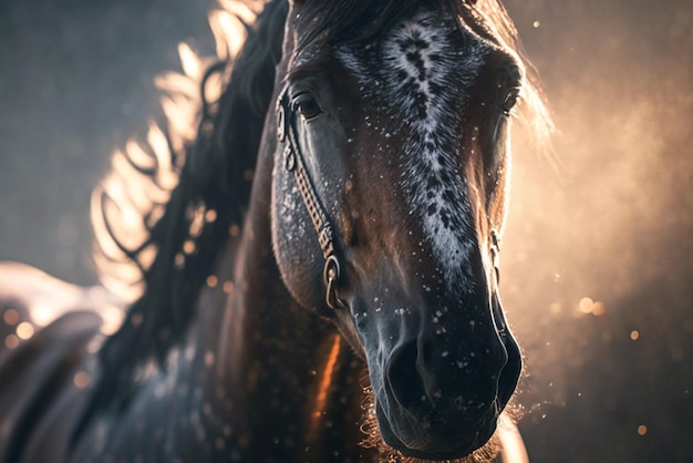 Une superbe photo d'un cheval dans la forêt