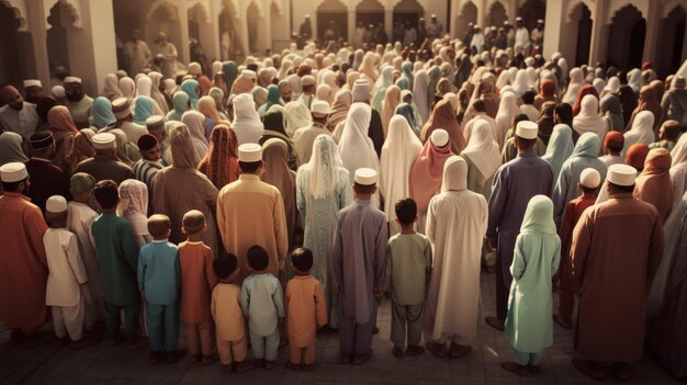 Photo une superbe photo d'une famille réunie pour l'aïd