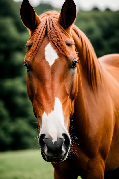 Superbe portrait de cheval au milieu d'un paysage naturel à couper le souffle