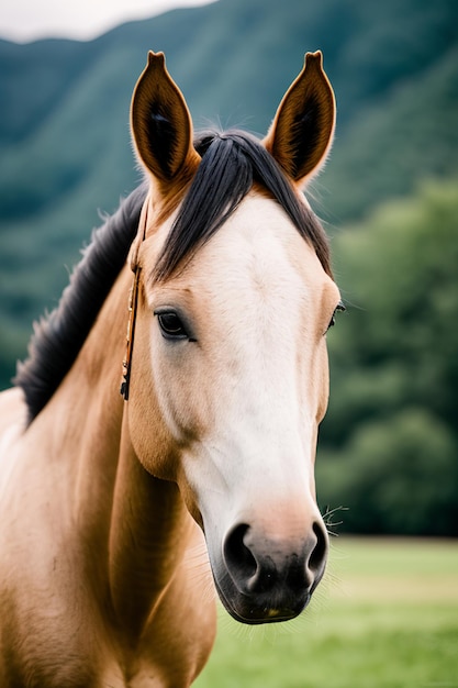 Superbe portrait de cheval au milieu d'un paysage naturel à couper le souffle