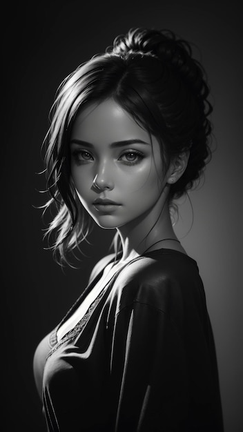 Un superbe portrait en noir et blanc d’une femme glamour