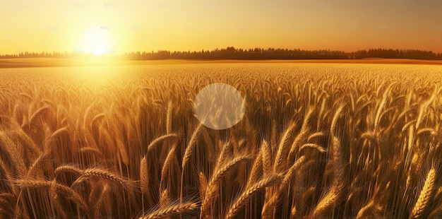 Superbe représentation d'un champ de blé fertile sous un ciel vibrant AI générative