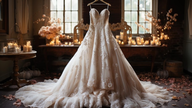 Photo la superbe robe de mariée de la mariée