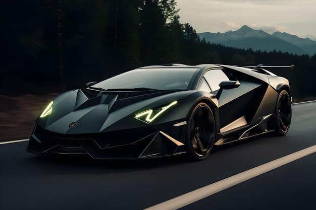 Photo la supercar noire lamborghini dans une photo captivante