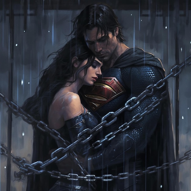 Superman_et_Wonderwoman_enchaînés_l'un à l'autre