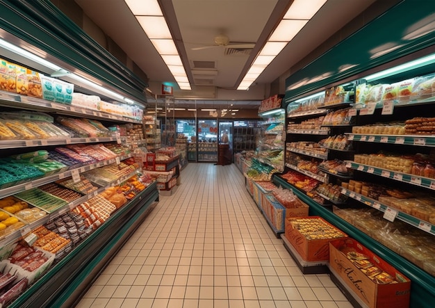 Supermarché intérieur ou intérieur avec IA générative