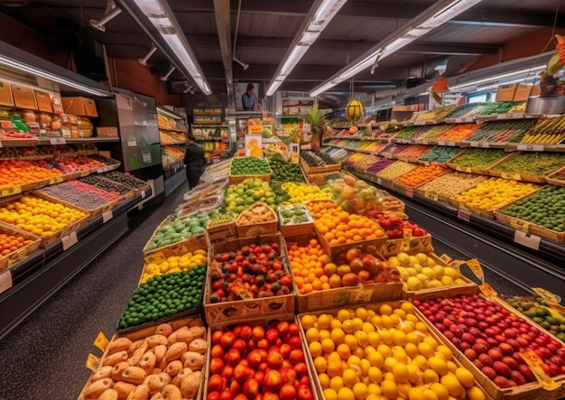 Supermarché intérieur ou intérieur avec IA générative