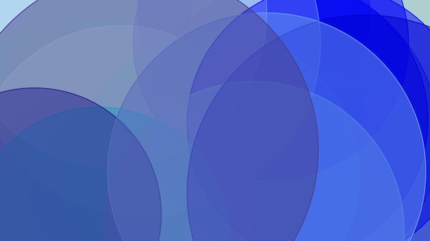 Superposition de cercles bleus abstraits avec fond blanc