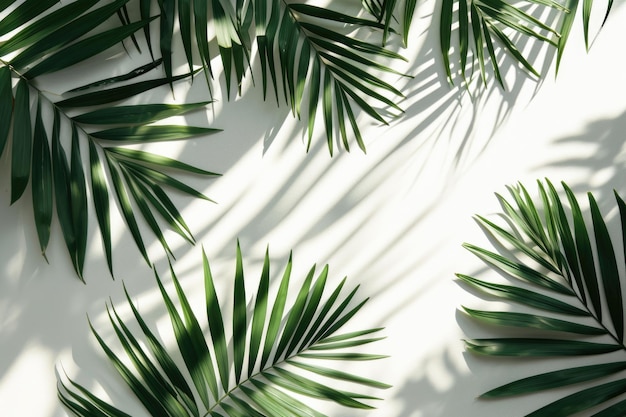 Superposition de feuilles tropicales pour la présentation du produit et la maquette