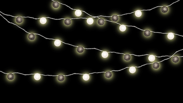 Superposition en forme de guirlande de noël incluse sur fond noirDécoration pour vos oeuvres