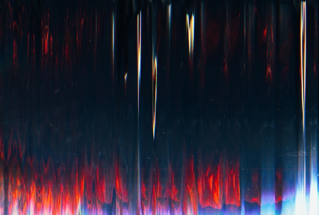 Superposition de glitch Bruit de rayure de poussière Vieux film patiné Distorsion numérique Couleur rouge bleu foncé Défaut technologique Texture de tache de saleté Écran LCD Abstrait