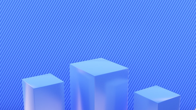 Support carré Bule avec mur bleu, podium de maquette pour la présentation du produit, rendu 3d