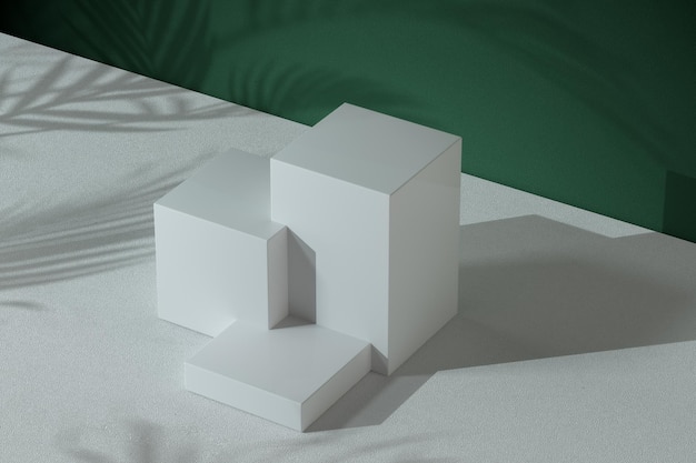 Support d'objet cube avec rendu 3d de mur végétalisé